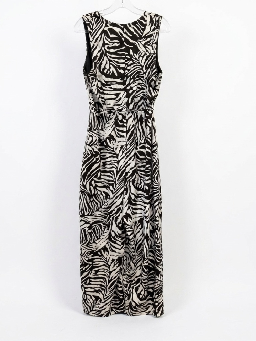 Inc tropical wide leg Jumpsuit Size 6 Brown white Satin animal print NWT - Picture 3 of 15